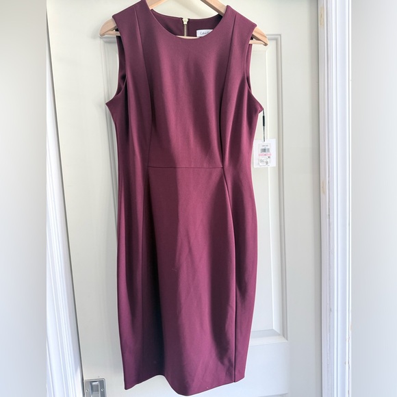 Calvin Klein Dresses & Skirts - Calvin Klein Sleeveless Burgundy Midi Sheath Dress
